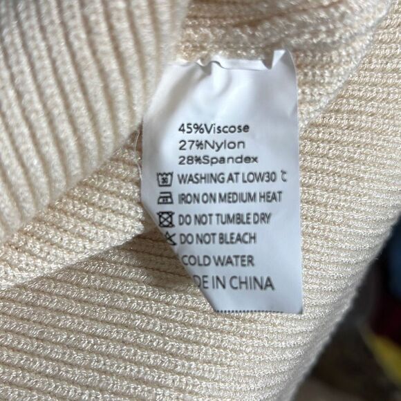 Pretty Garden Women's Drop Shoulder Sweater Dress Hooded Rib Knit Beige Small - Picture 7 of 7